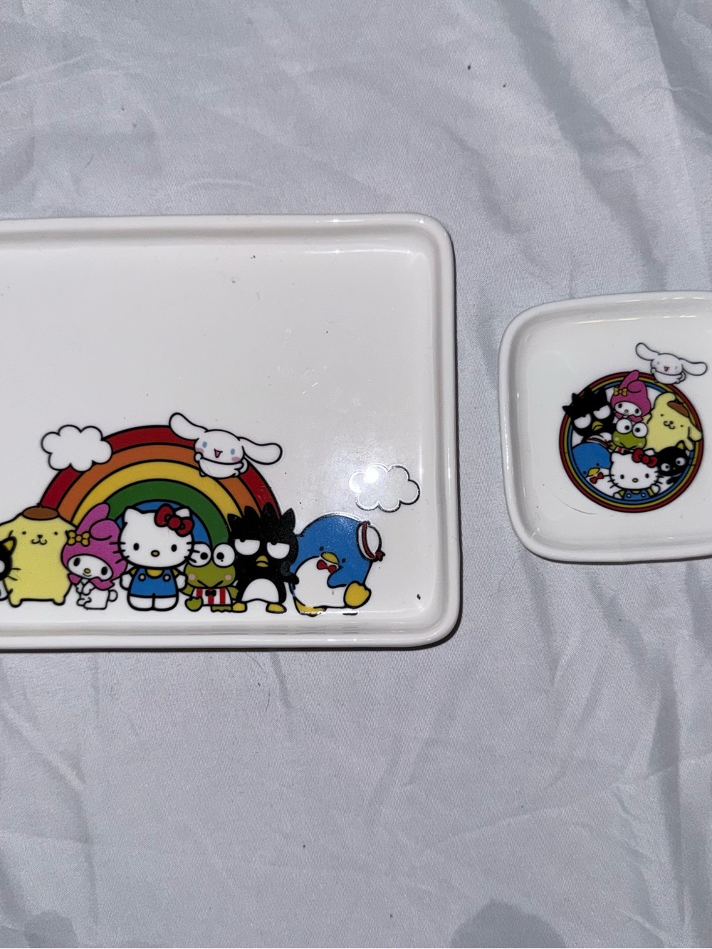 Sanrio White Ceramic Trinket Tray with Black Logo Print